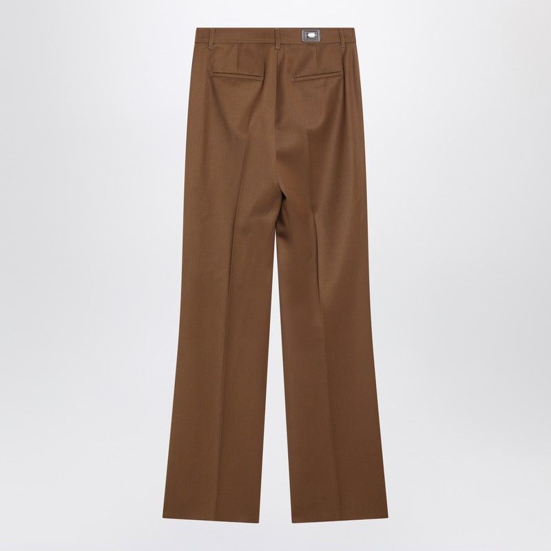 MAX MARA Wool Gabardine Trousers with High-Waisted Design