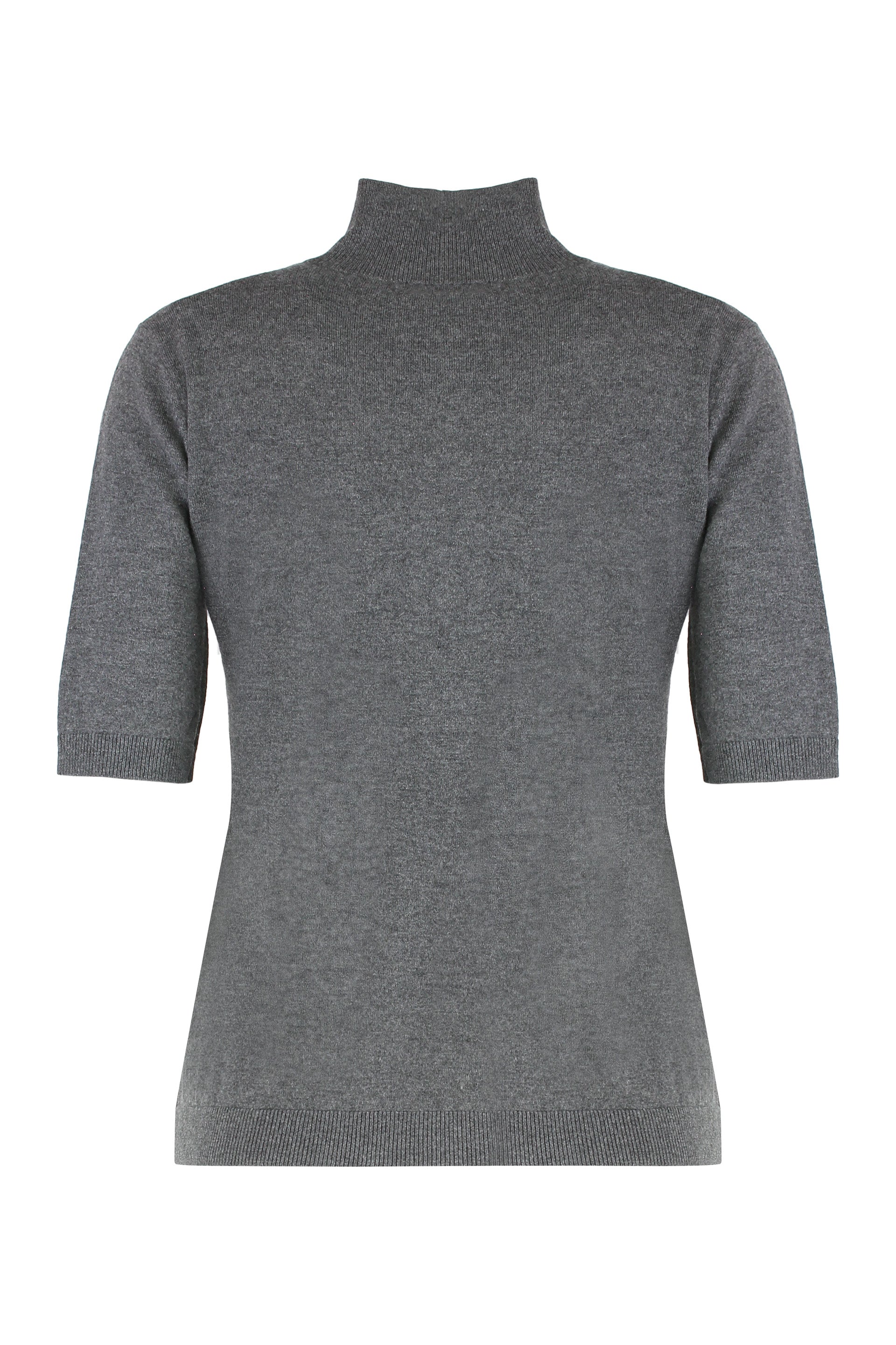 S MAX MARA High Collar Short Sleeve Wool Sweater