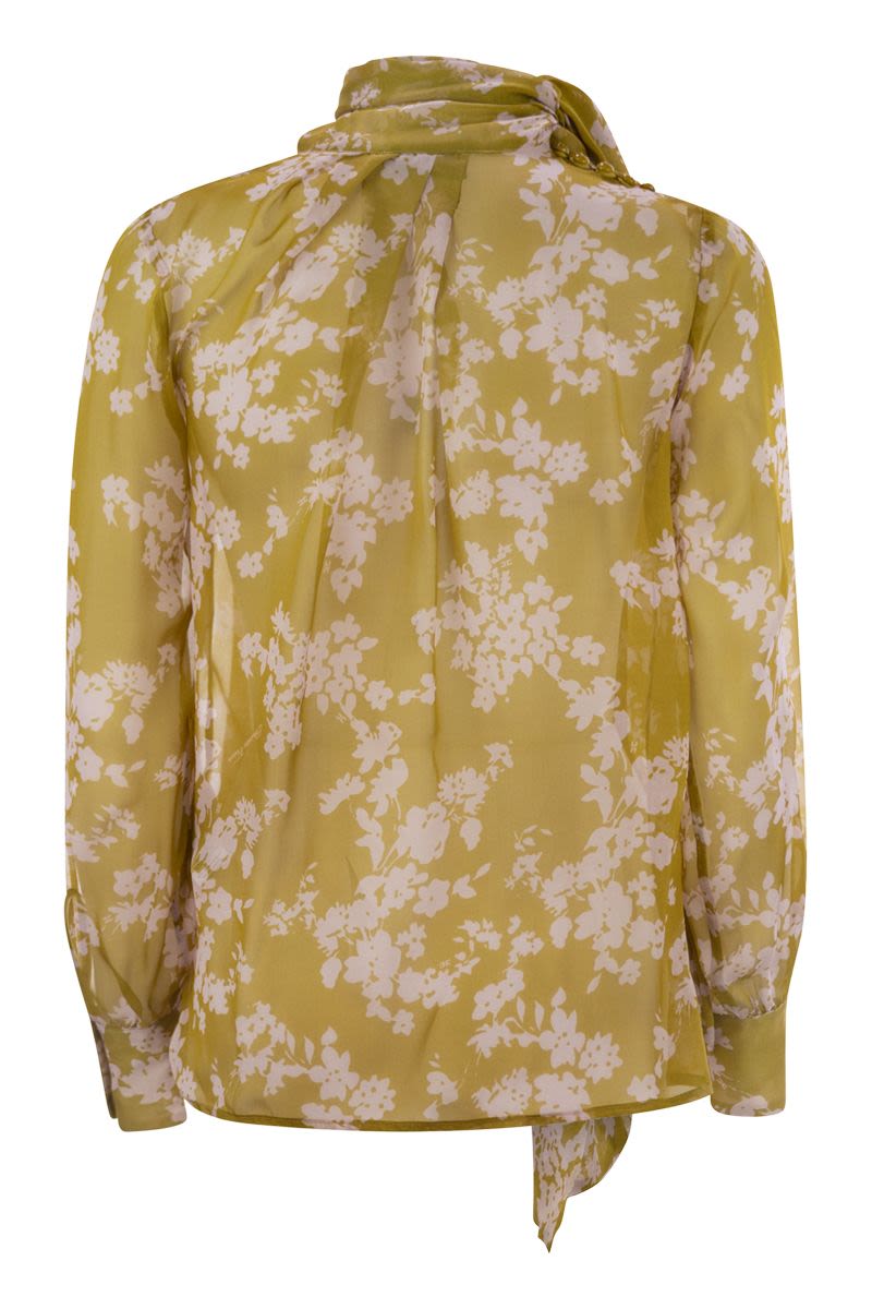 ELISABETTA FRANCHI Floral Print Silk Sail Blouse