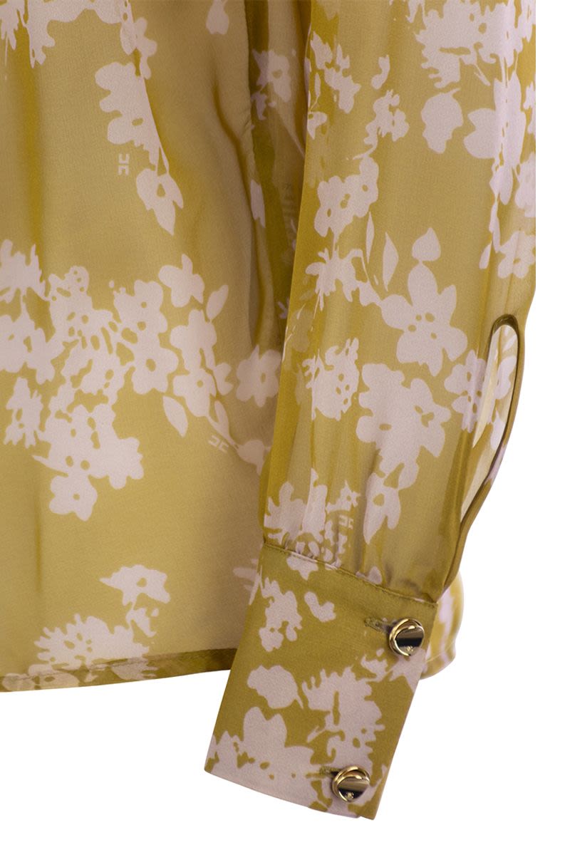 ELISABETTA FRANCHI Floral Print Silk Sail Blouse