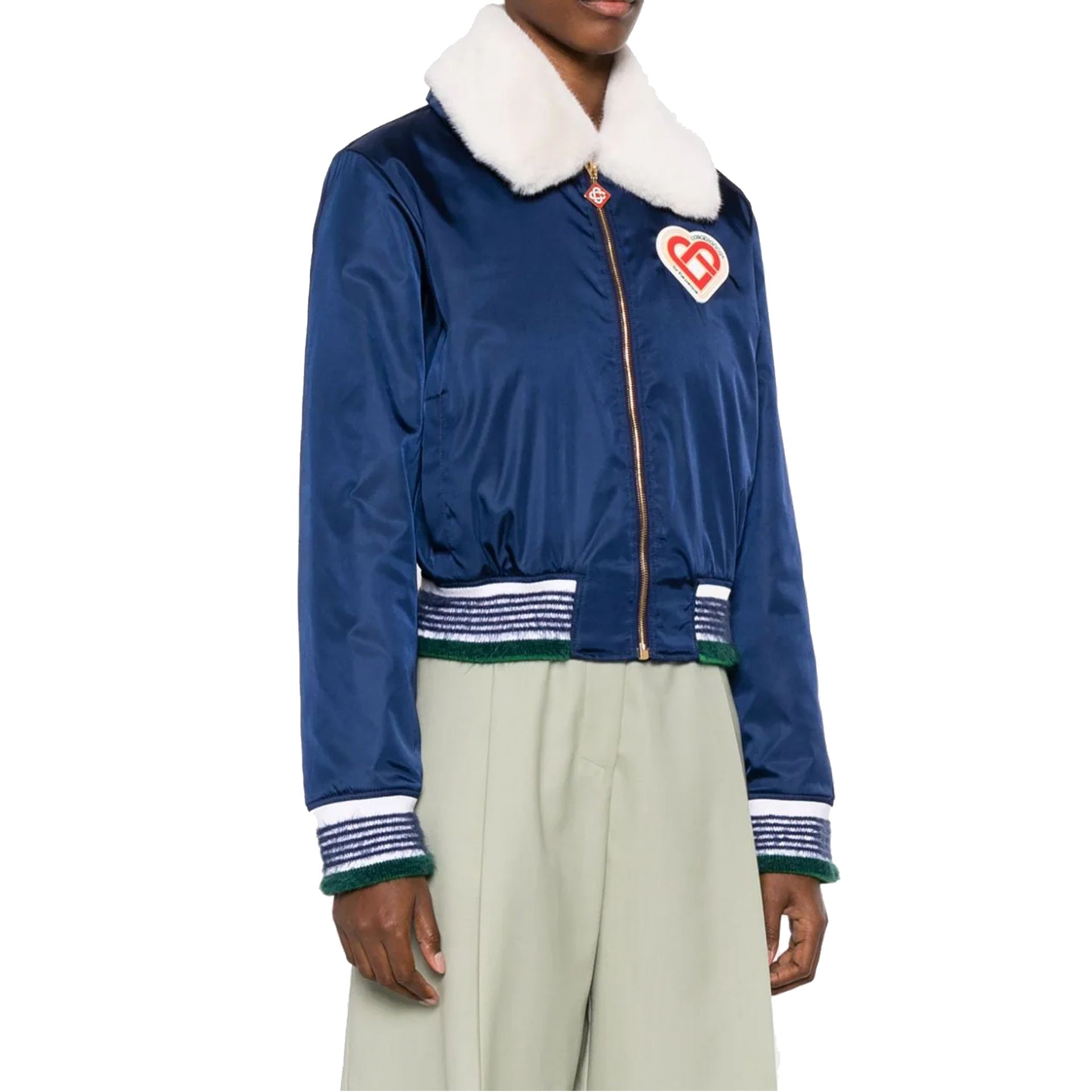 CASABLANCA Bomber Jacket with Faux Fur Collar for Women