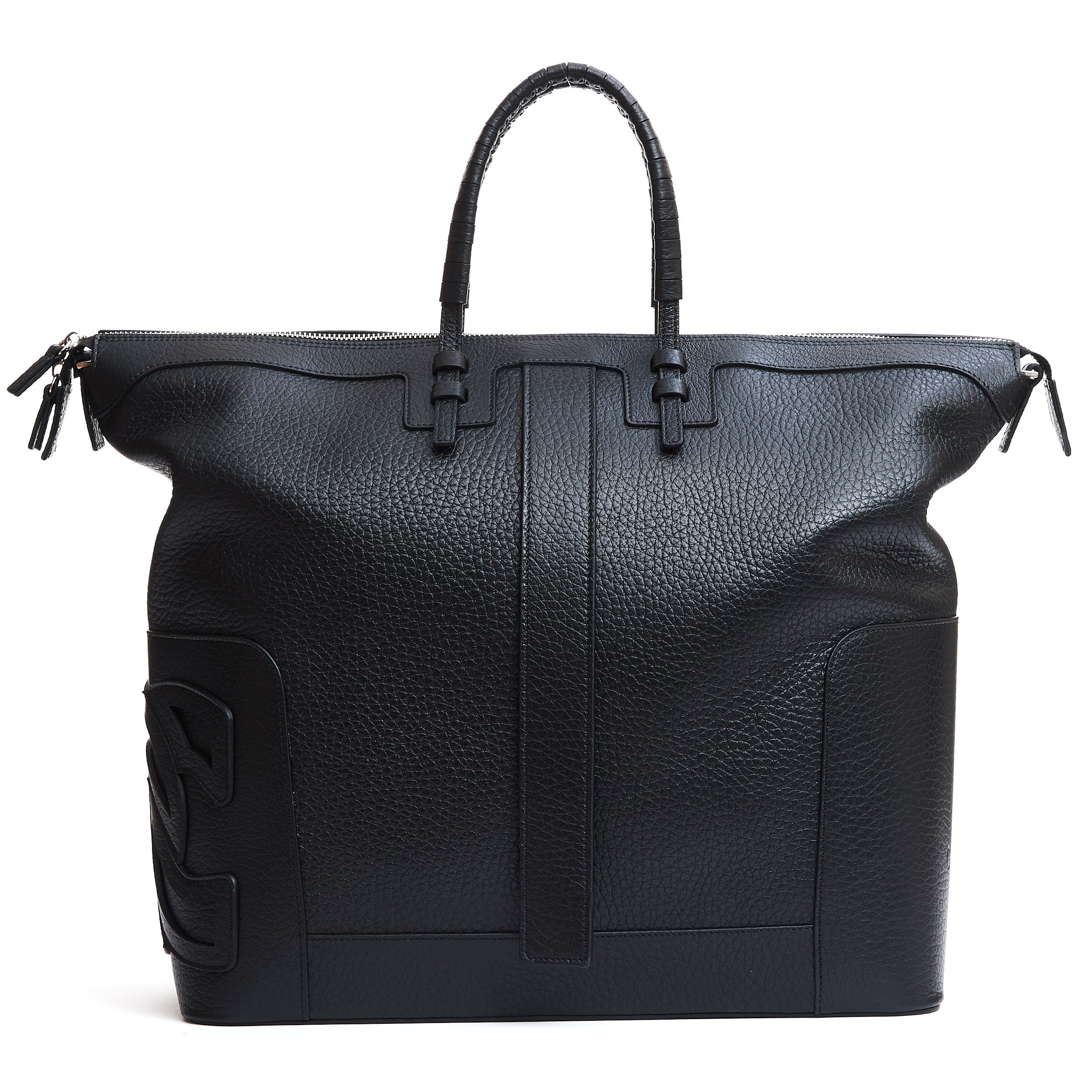 CASADEI Double Handle Hammered Leather Shoulder Handbag