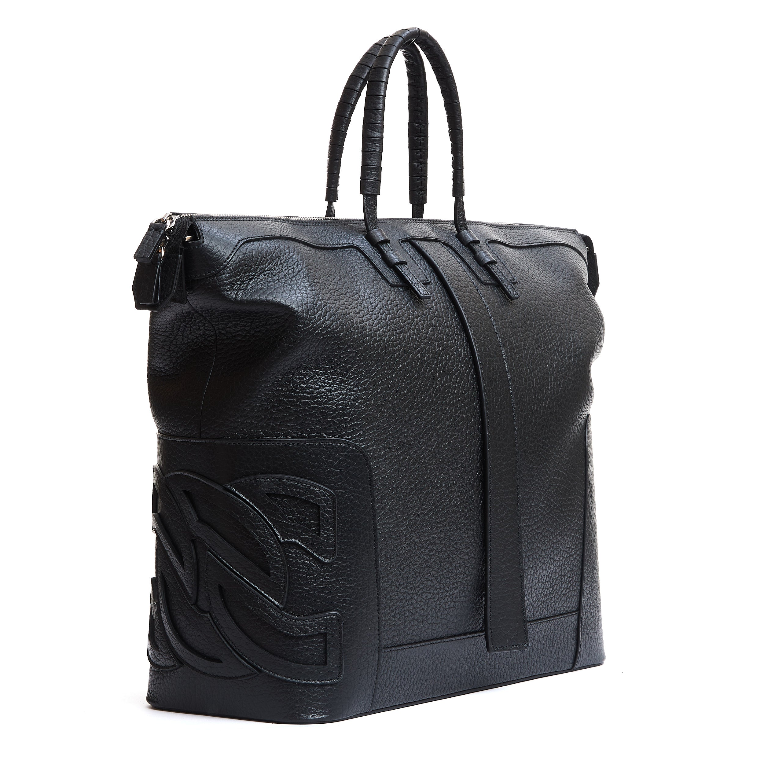 CASADEI Double Handle Hammered Leather Shoulder Handbag