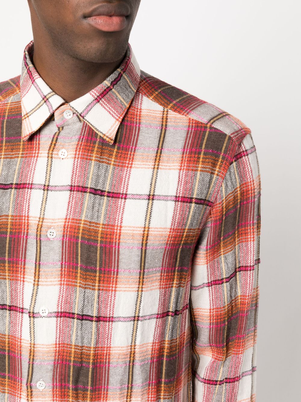 BARENA Plaid Check Cotton Blend Shirt for Men