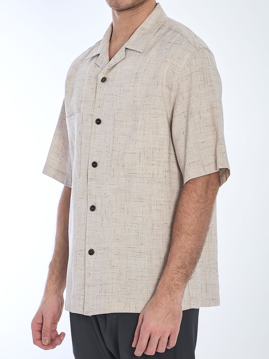 BARENA Textured Relaxed Fit Shirt with Open Collar - Size 50