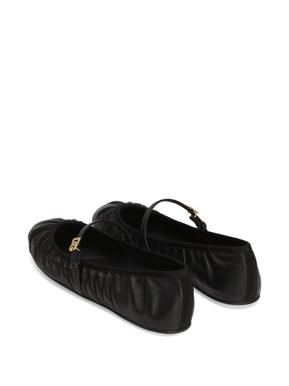 DOLCE & GABBANA Leather Ballet Flats with Side Buckle Fastening