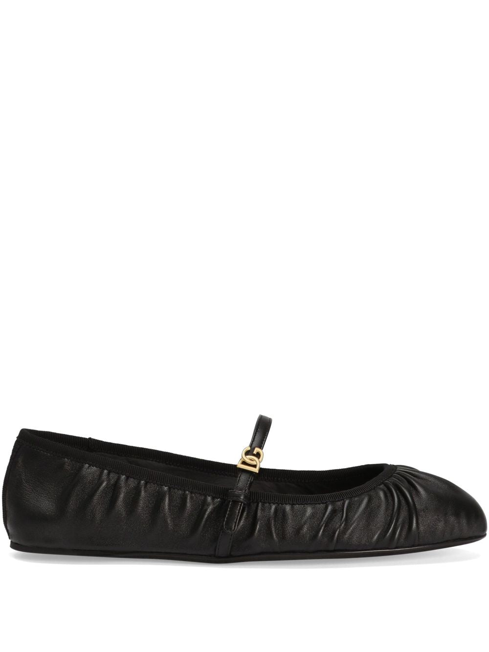 DOLCE & GABBANA Leather Ballet Flats with Side Buckle Fastening