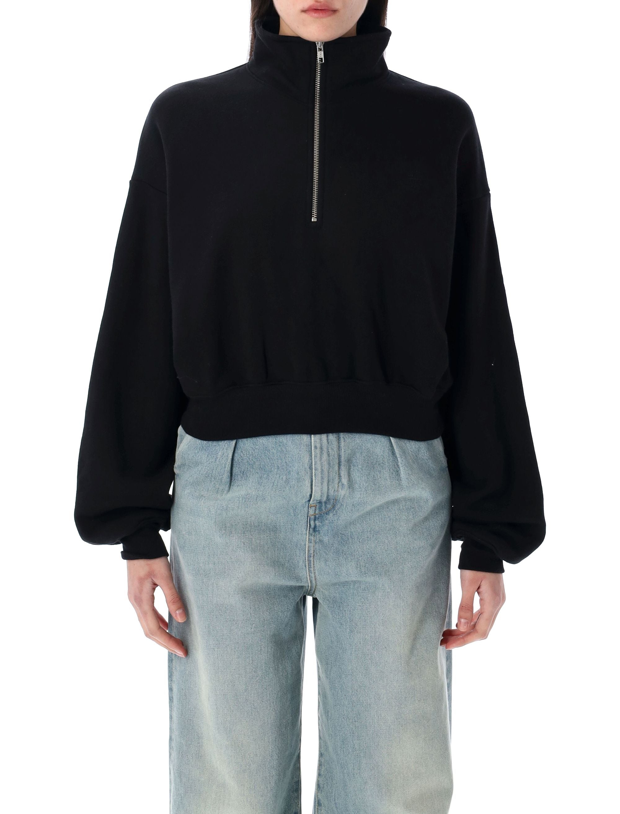 ETERNE Mini Half-Zip Cropped Sweatshirt