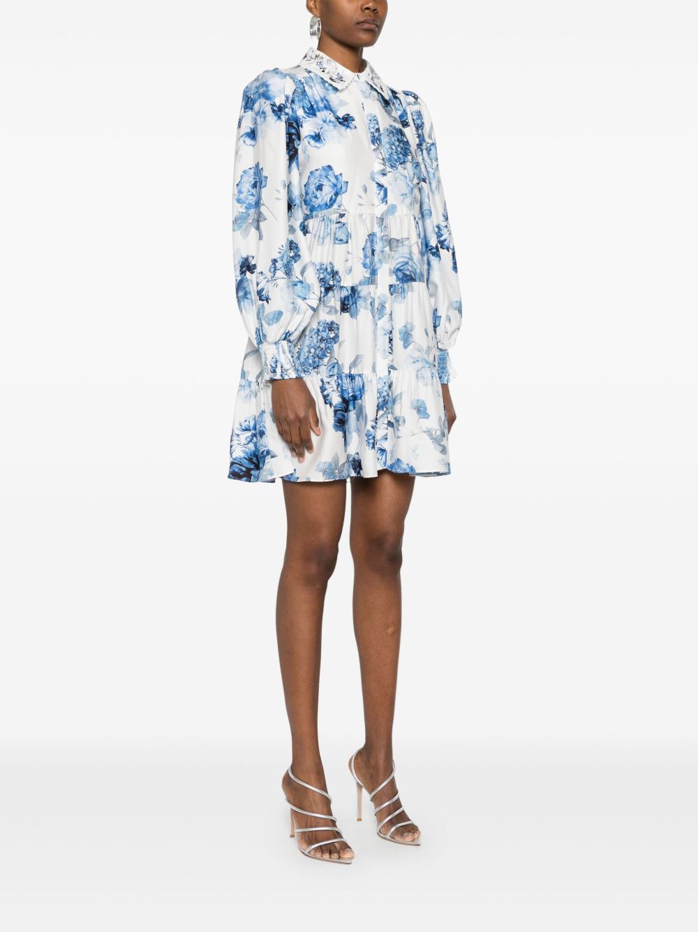 ALICE + OLIVIA Floral Mini Dress with Concealed Buttons