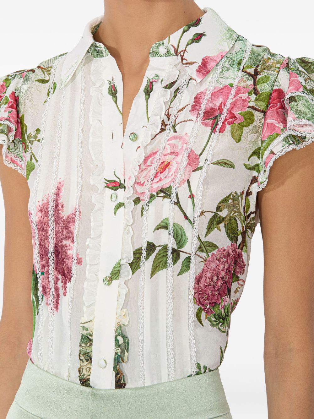 ALICE + OLIVIA Minda Silk Blouse with Ruffled Detailing