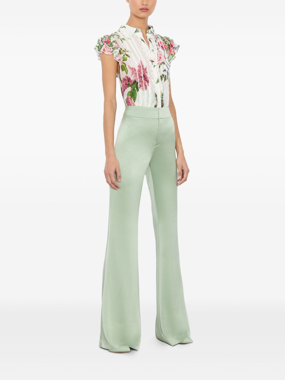 ALICE + OLIVIA Minda Silk Blouse with Ruffled Detailing