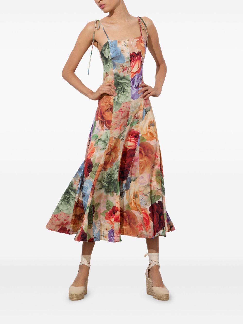 ALICE + OLIVIA Jeannette Midi Dress with Floral Print