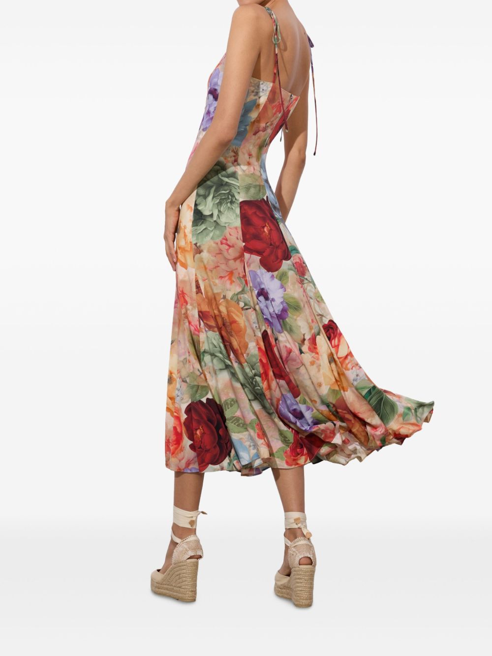 ALICE + OLIVIA Jeannette Midi Dress with Floral Print