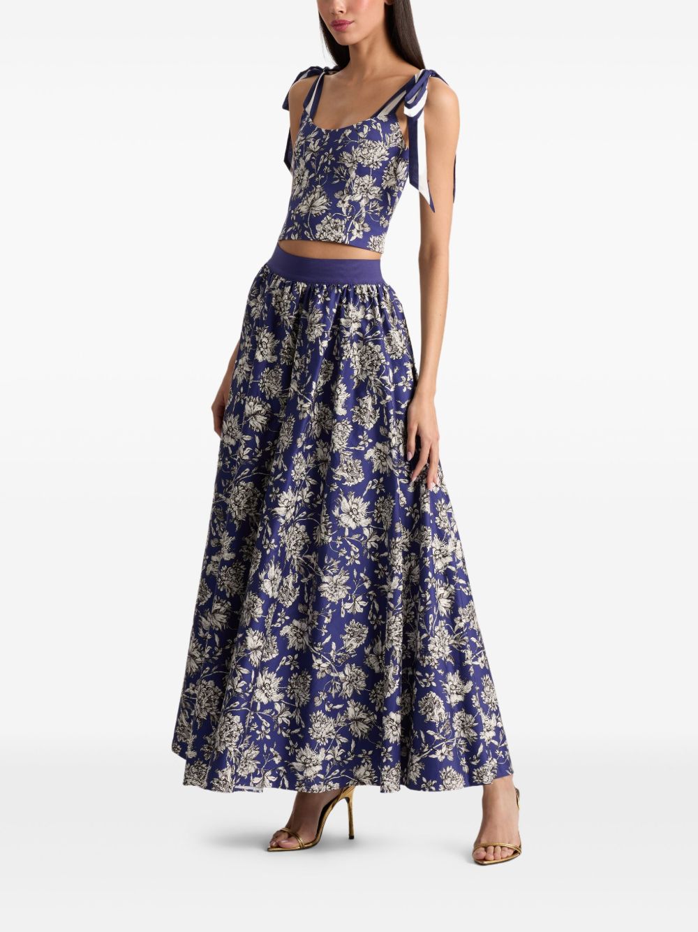 ALICE + OLIVIA Floral Print Cotton Maxi Skirt