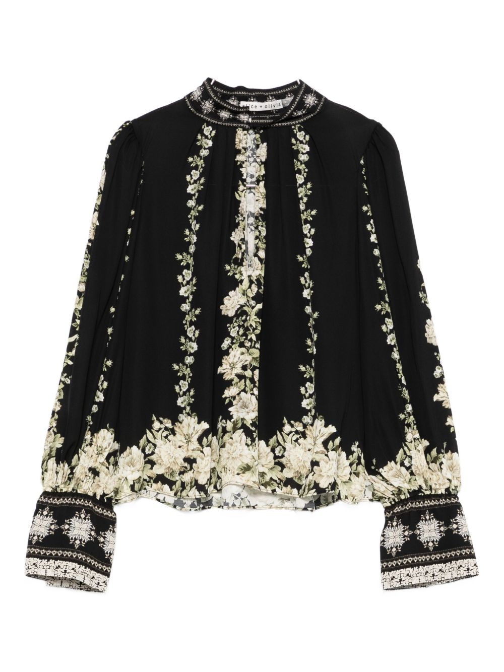 ALICE + OLIVIA Floral High-Neck Blouse