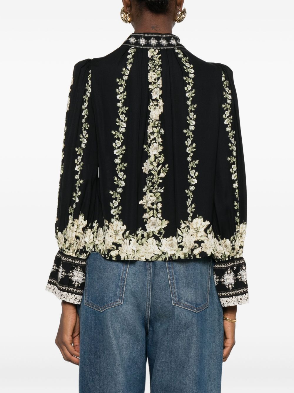 ALICE + OLIVIA Floral High-Neck Blouse