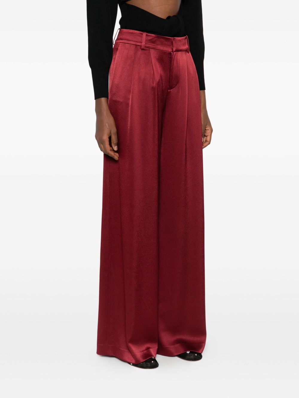 ALICE + OLIVIA Pleated Pants with Belt Loops and Concealed Fly