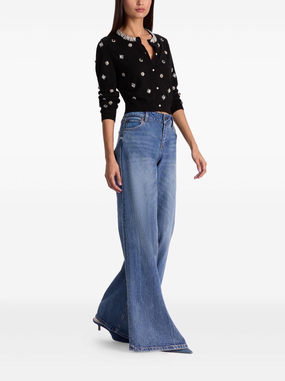 ALICE + OLIVIA Dollie Wool Cardigan with Embellished Collar