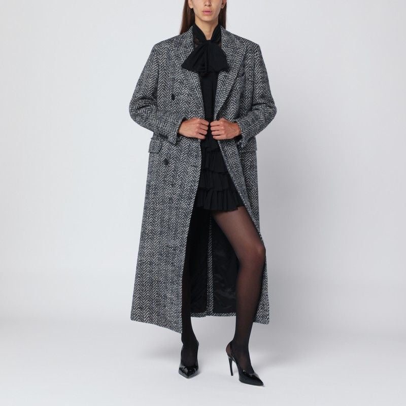 TAGLIATORE Double-Breasted Wool Houndstooth Jacket for Women