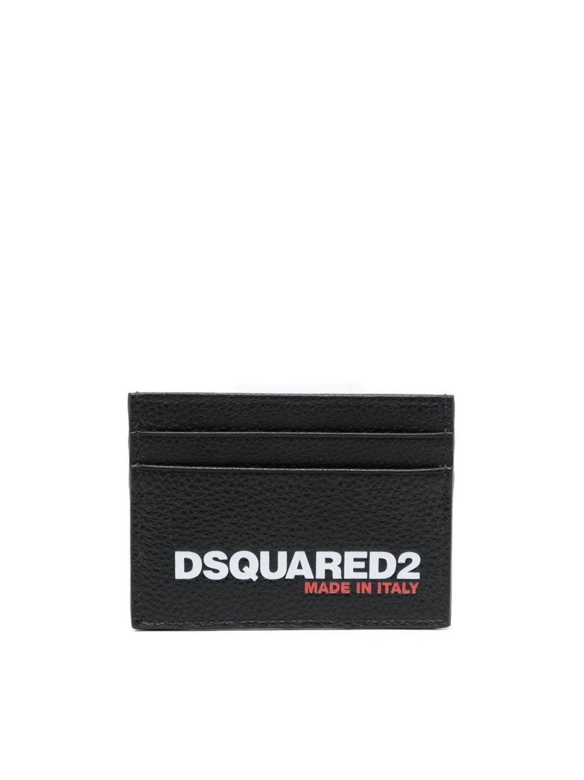 DSQUARED2 Tumbled Leather Mini Logo Cardholder - 10x7.5 CM