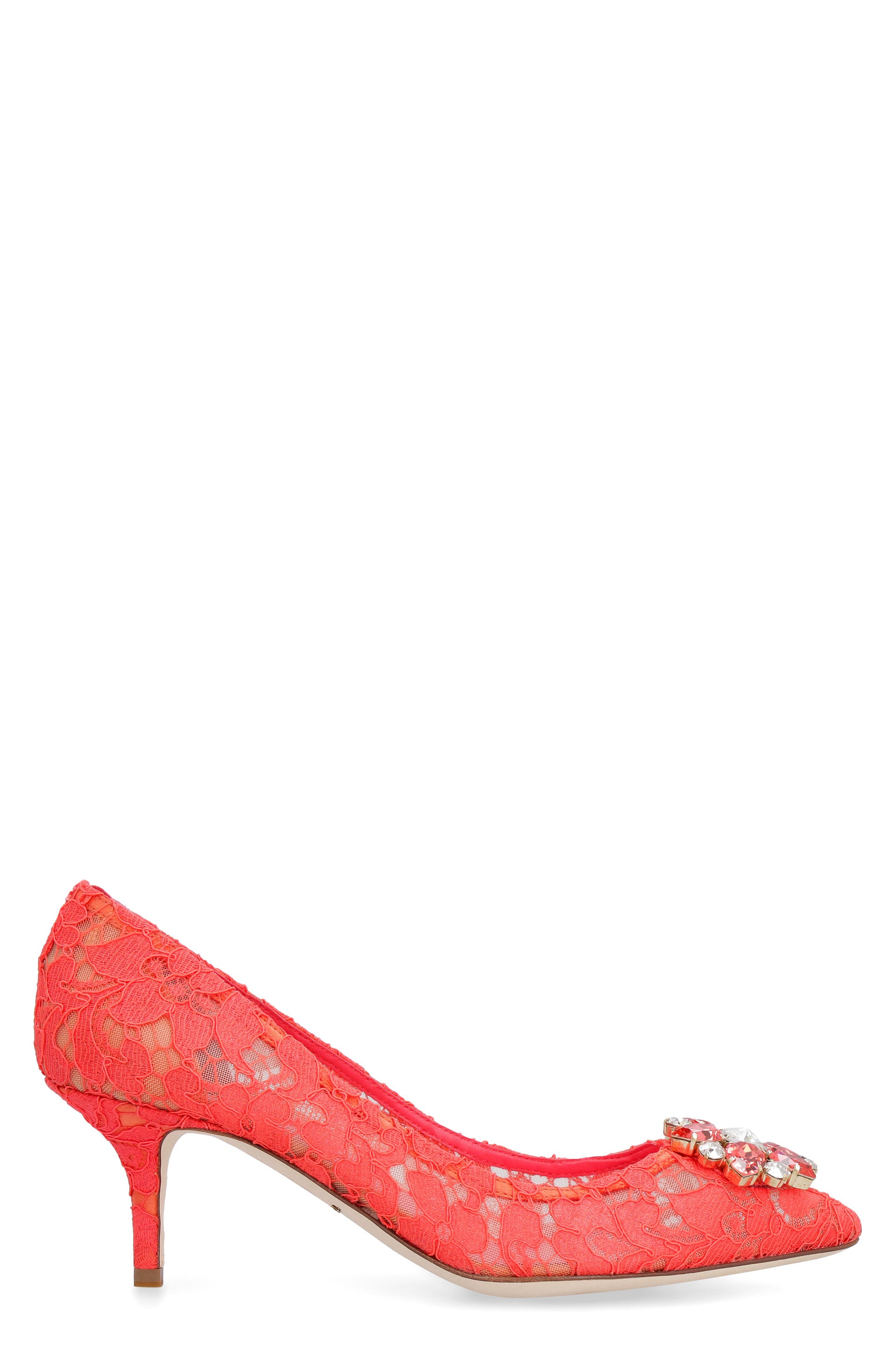 DOLCE & GABBANA Embellished Lace Pump with Kitten Heels