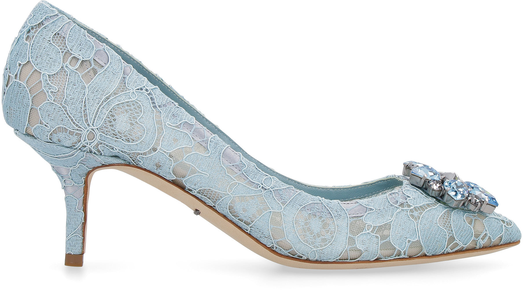 DOLCE & GABBANA Bellucci Lace Pump with Rhinestone Appliqué