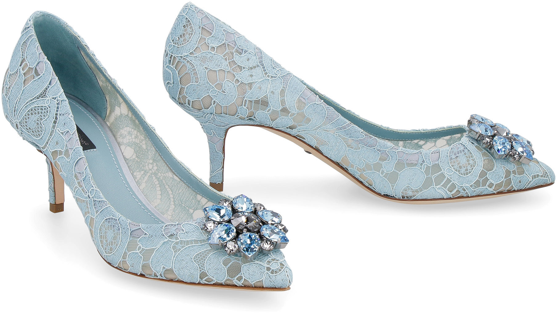 DOLCE & GABBANA Bellucci Lace Pump with Rhinestone Appliqué