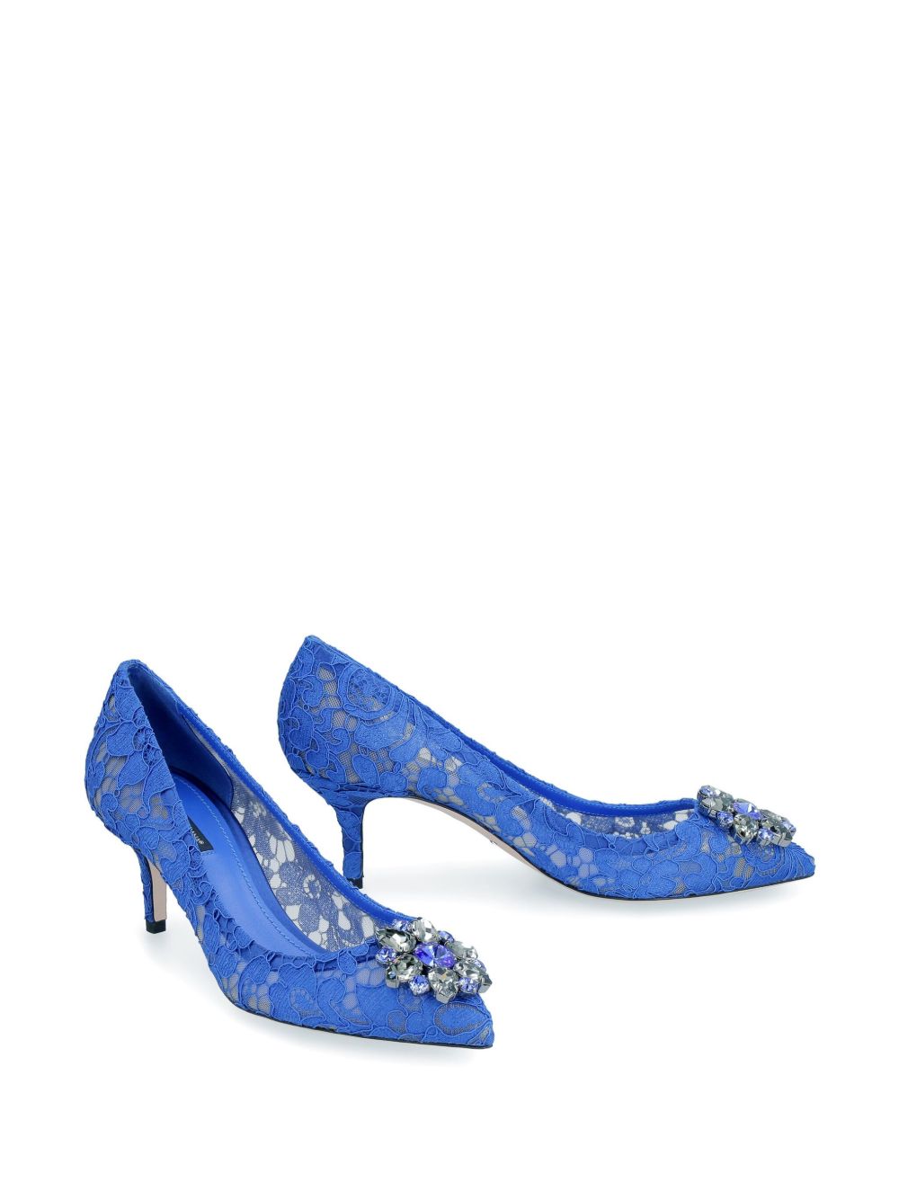 DOLCE & GABBANA Lace Pumps with Sparkling Crystal Detail
