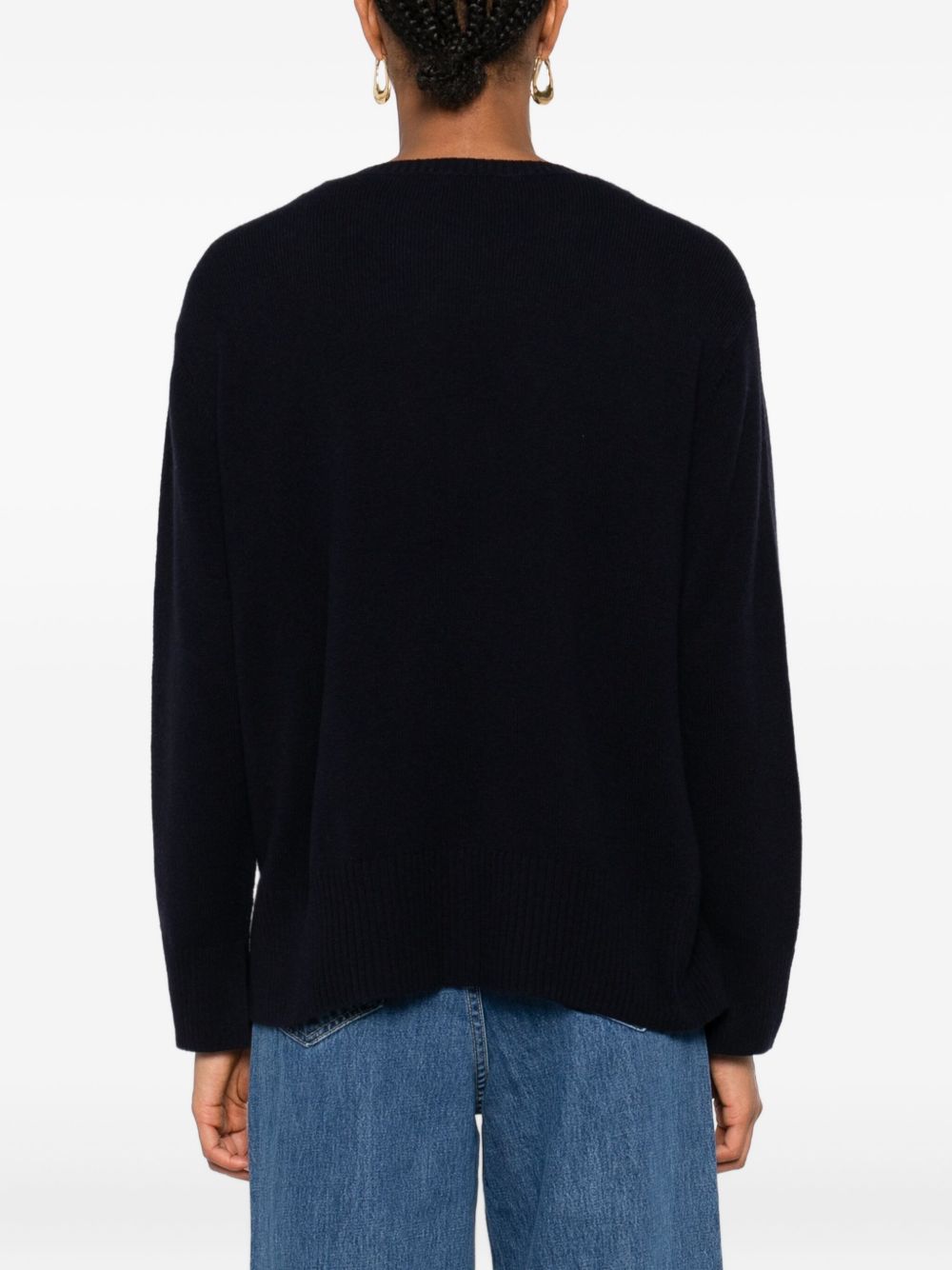 BEYOU Cashmere Crewneck Sweater with Side Splits