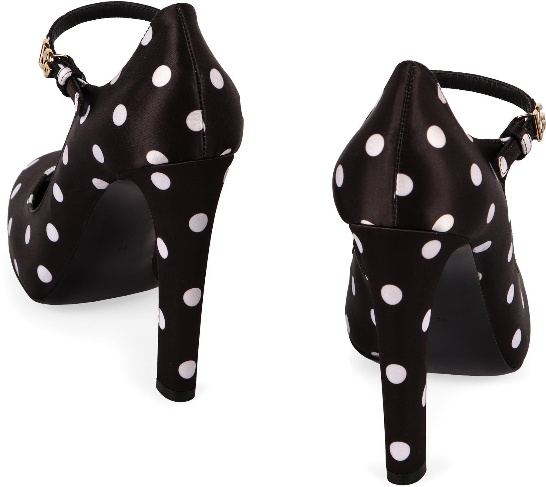 DOLCE & GABBANA Satin Polka-Dot Mary Jane Pumps