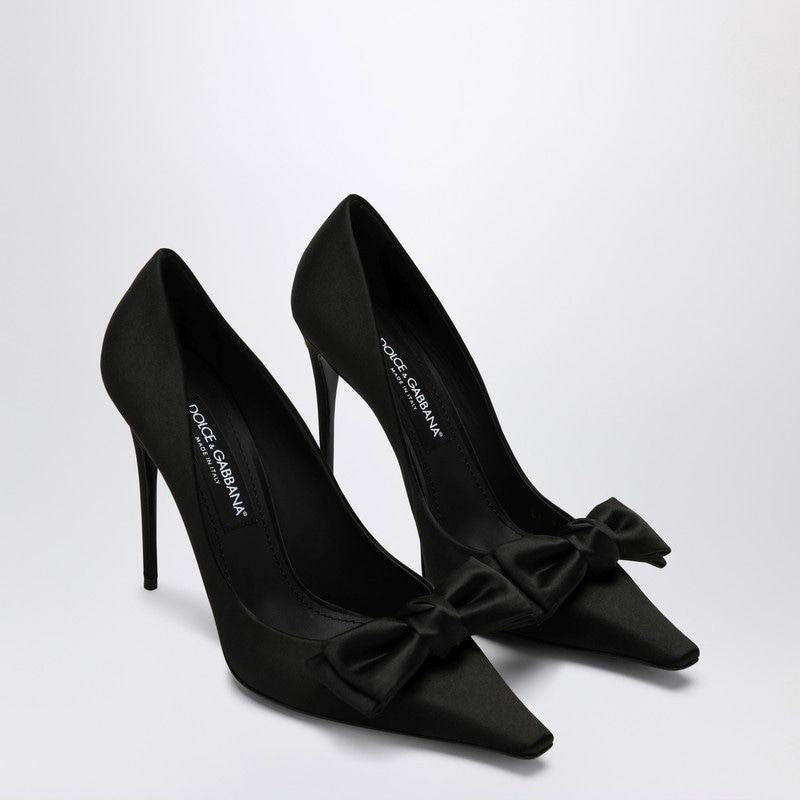 DOLCE & GABBANA Elegant Satin Pumps with Bow Design - Size 8B