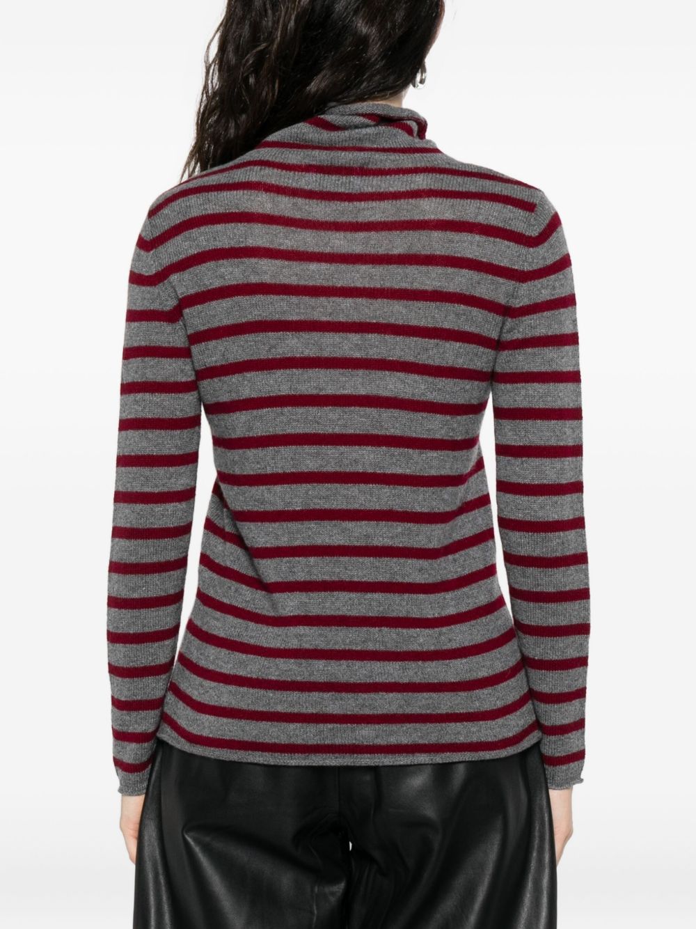 BEYOU Striped Cashmere Turtleneck Sweater for Women