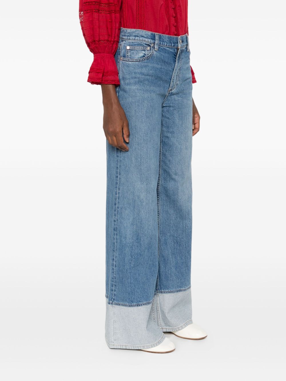 ALICE + OLIVIA Wide-Leg Denim Jeans with Contrast Cuffs