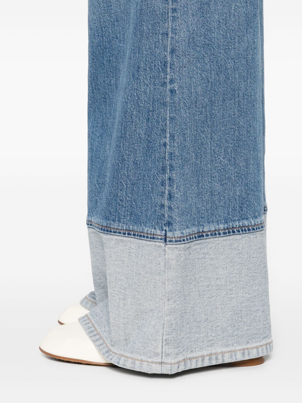 ALICE + OLIVIA Wide-Leg Denim Jeans with Contrast Cuffs