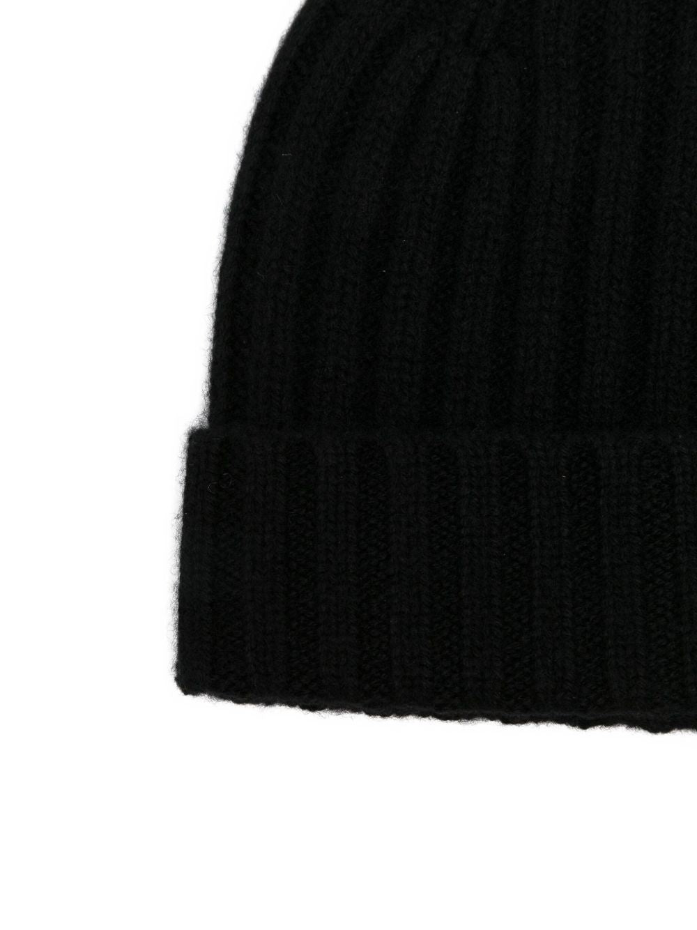 BEYOU Ribbed Knit Cashmere Beanie with Turn-Up Brim