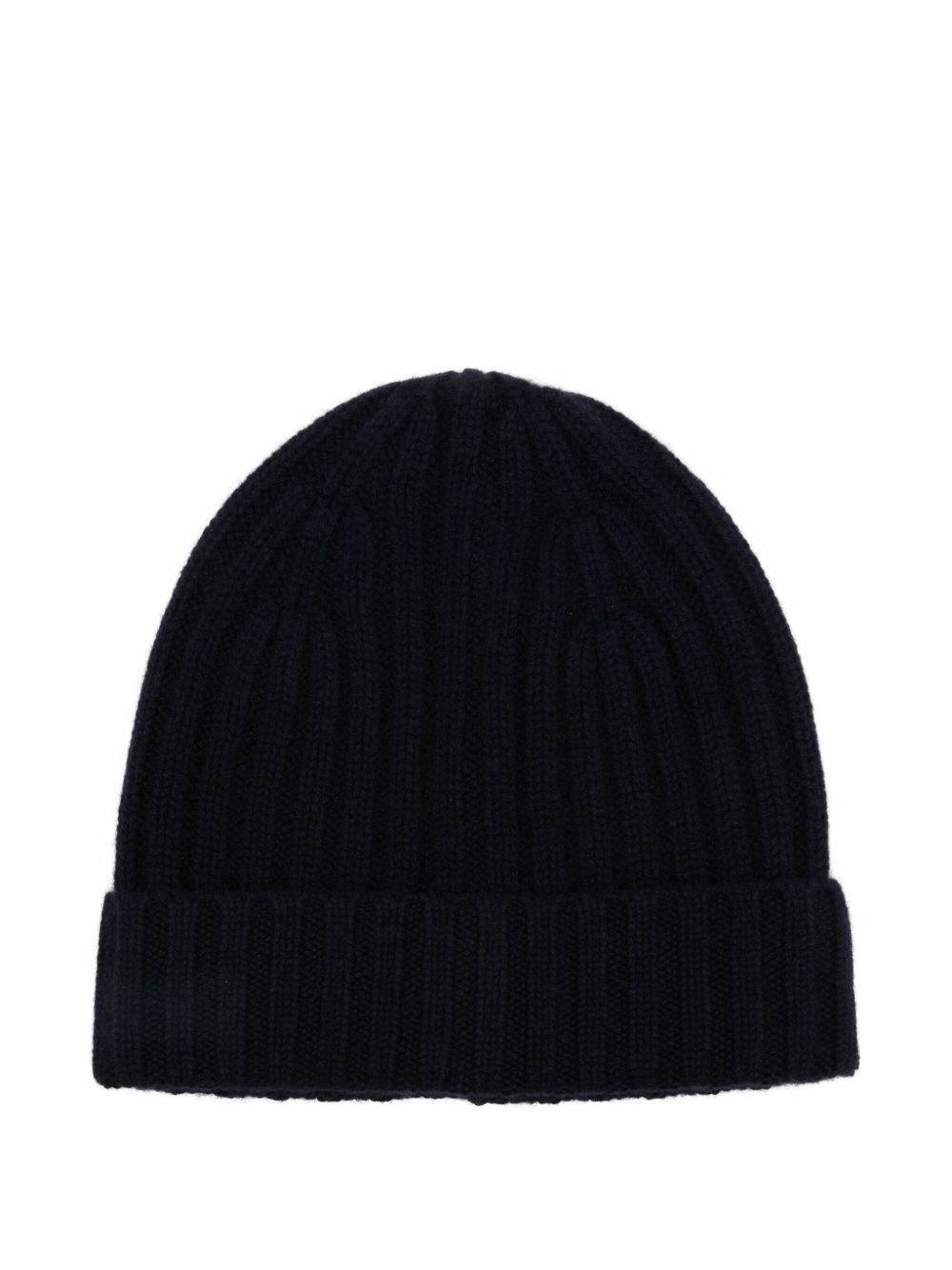 BEYOU Cashmere Ribbed Knit Beanie with Turn-Up Brim