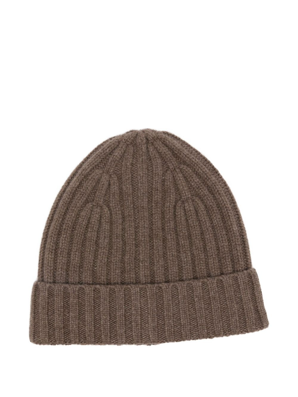 BEYOU Cashmere Ribbed Knit Beanie with Turn-Up Brim