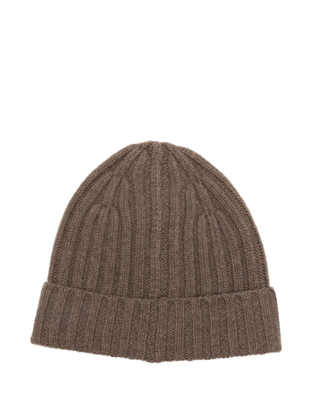 BEYOU Cashmere Ribbed Knit Beanie with Turn-Up Brim