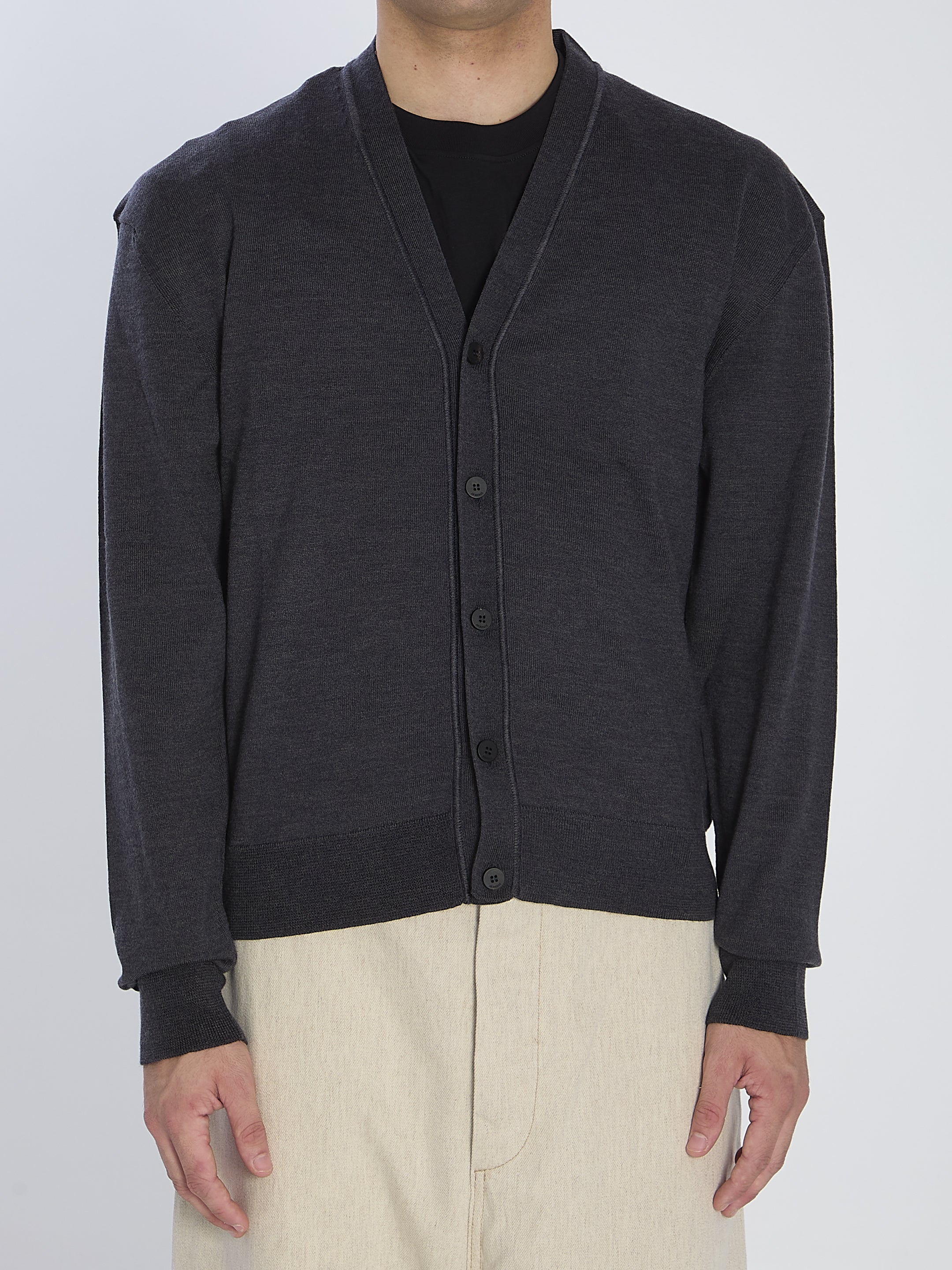 JACQUEMUS Men's Merino Wool V-Neck Cardigan - Regular Fit