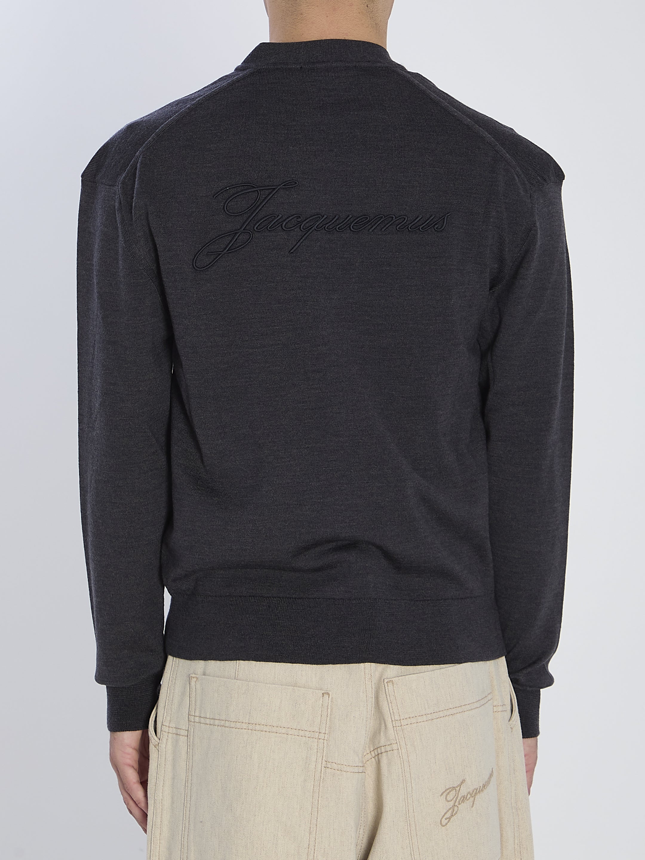 JACQUEMUS Men's Merino Wool V-Neck Cardigan - Regular Fit