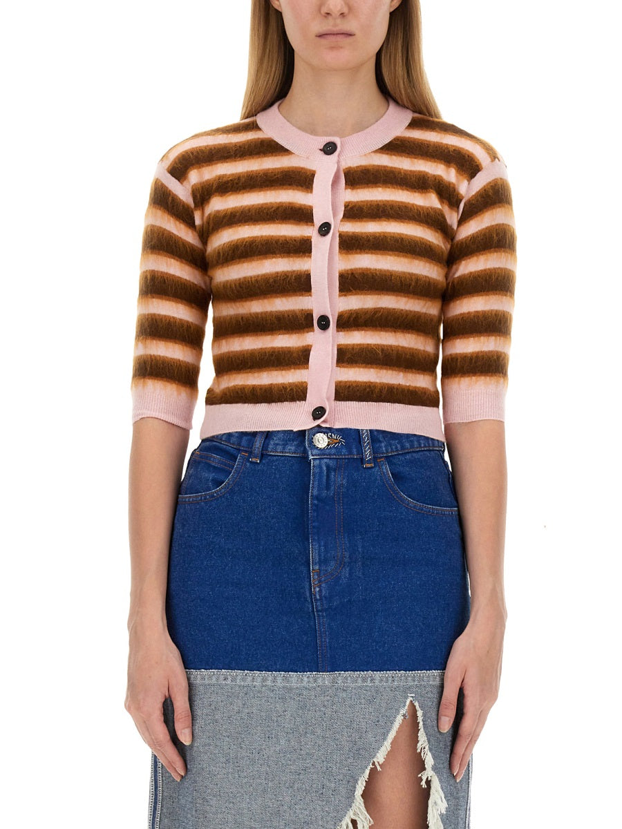 MARNI Cropped Stripe Pattern Women’s Cardigan