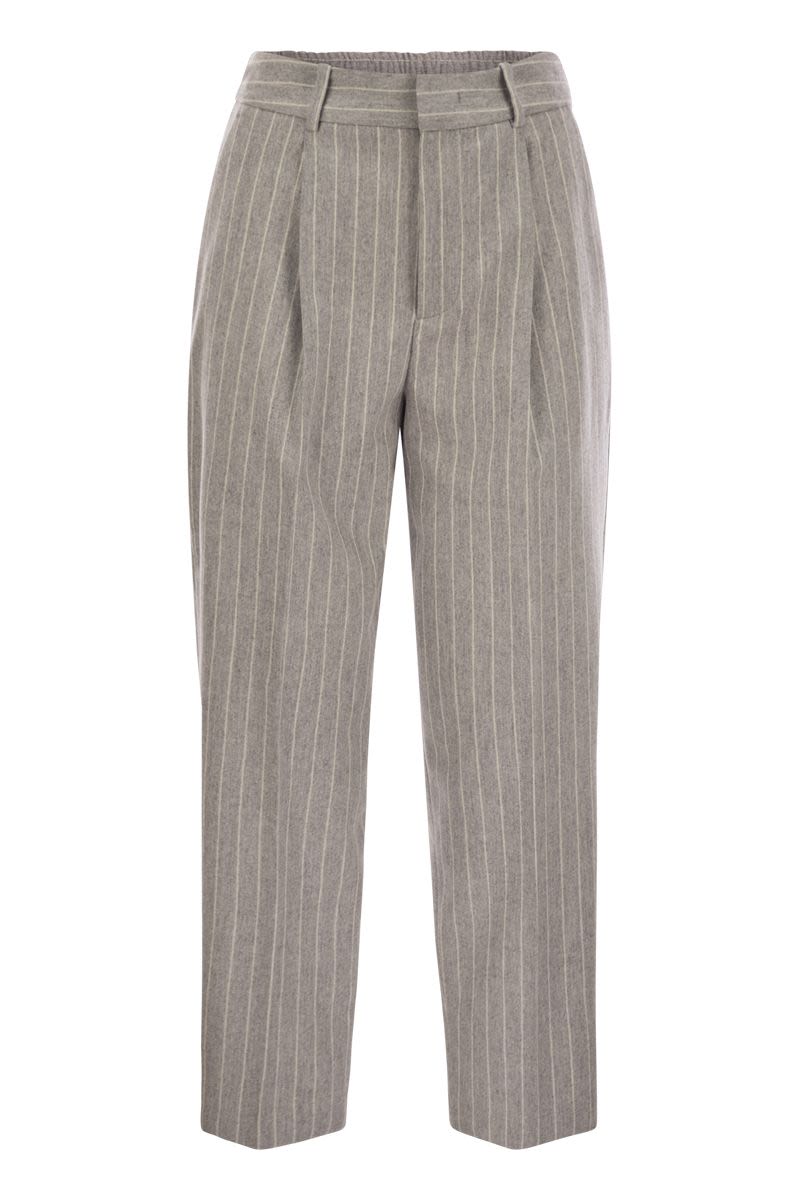 PT01 Wool and Cashmere Pinstripe Pants for Women