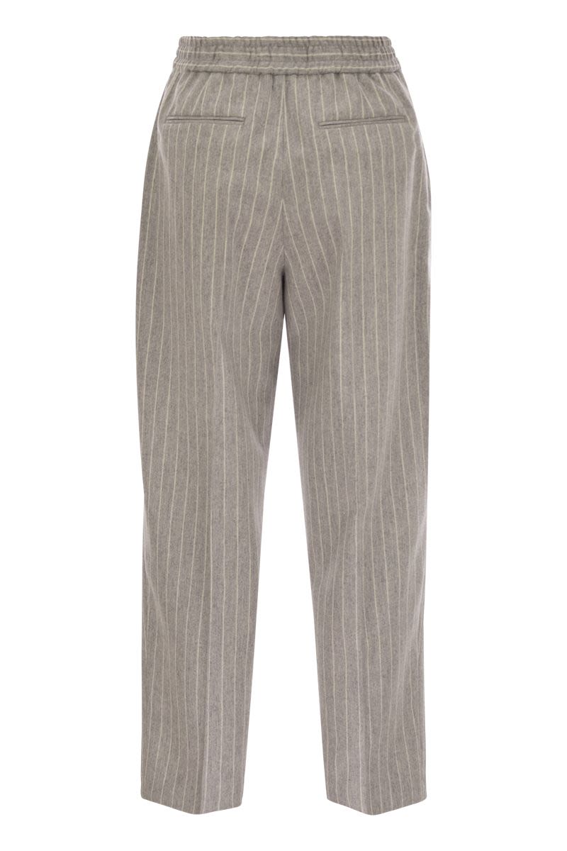 PT01 Wool and Cashmere Pinstripe Pants for Women