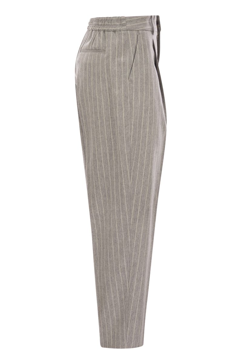 PT01 Wool and Cashmere Pinstripe Pants for Women