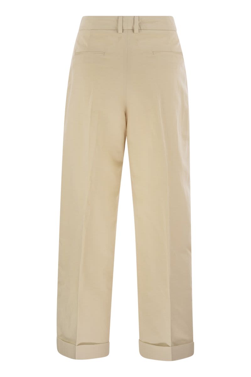 PT TORINO Cropped Wide Leg Cotton-Linen Trousers