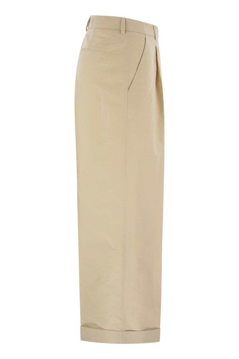 PT TORINO Cropped Wide Leg Cotton-Linen Trousers