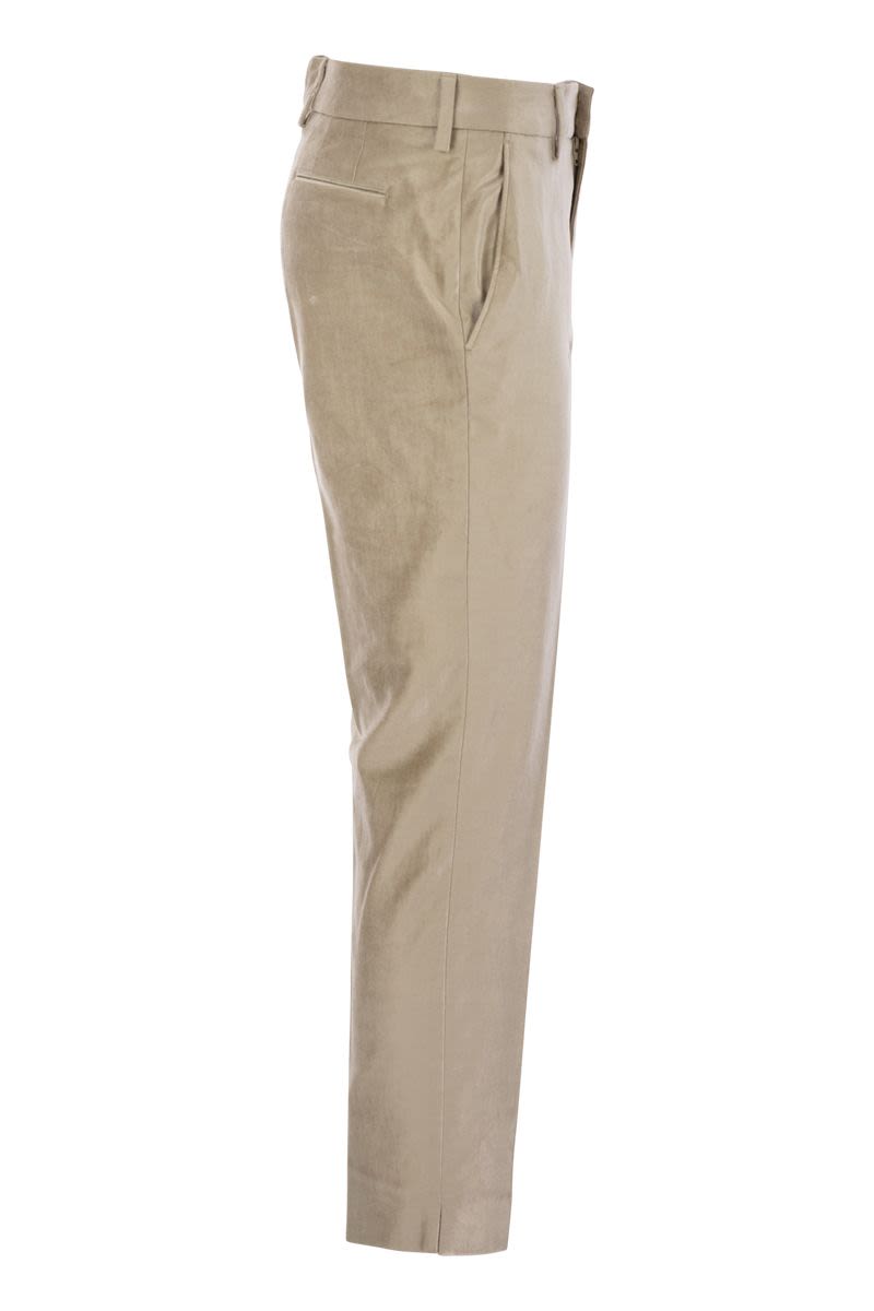 PT01 Velvet Trousers with Slim Fit and Side Slits