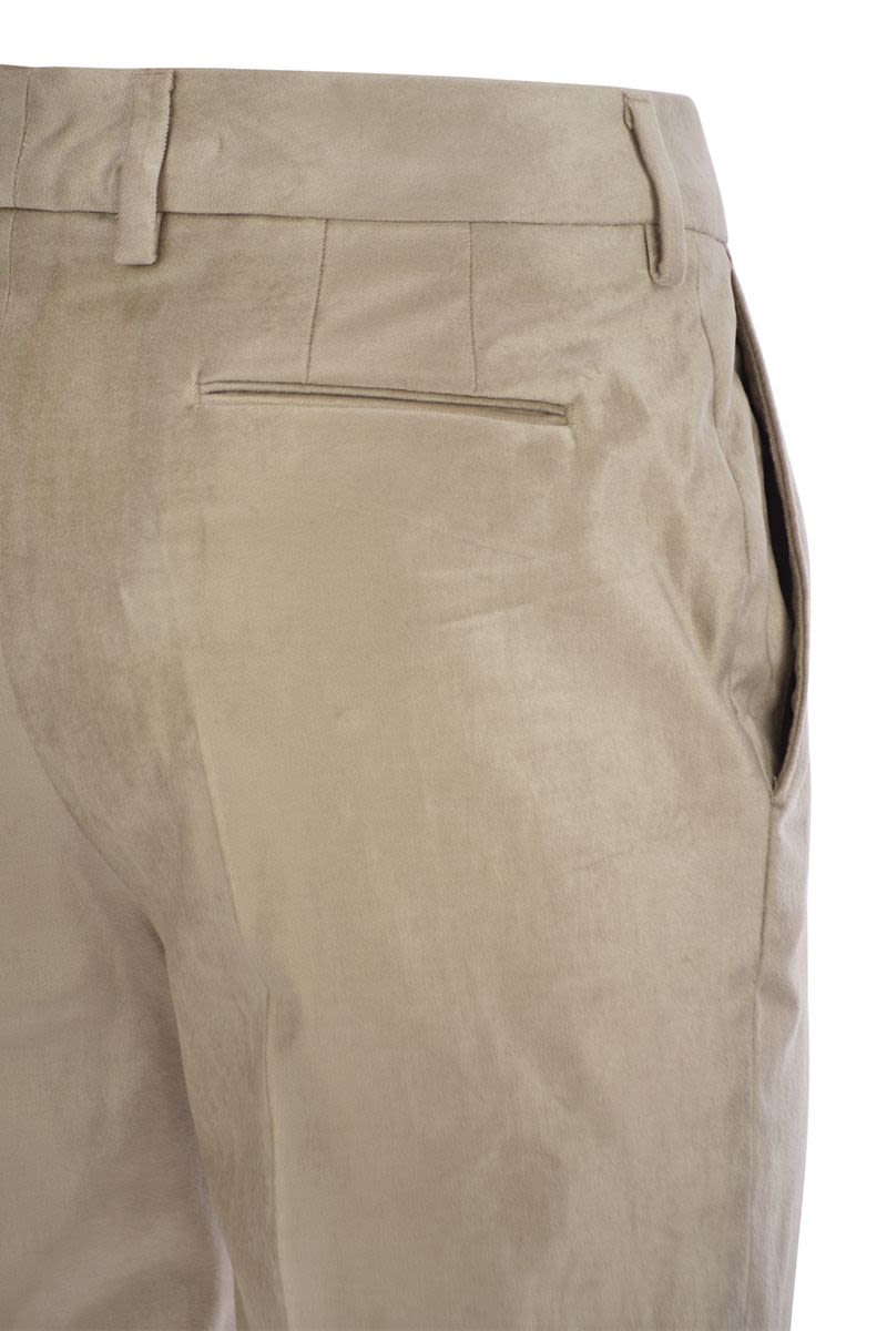 PT01 Velvet Trousers with Slim Fit and Side Slits