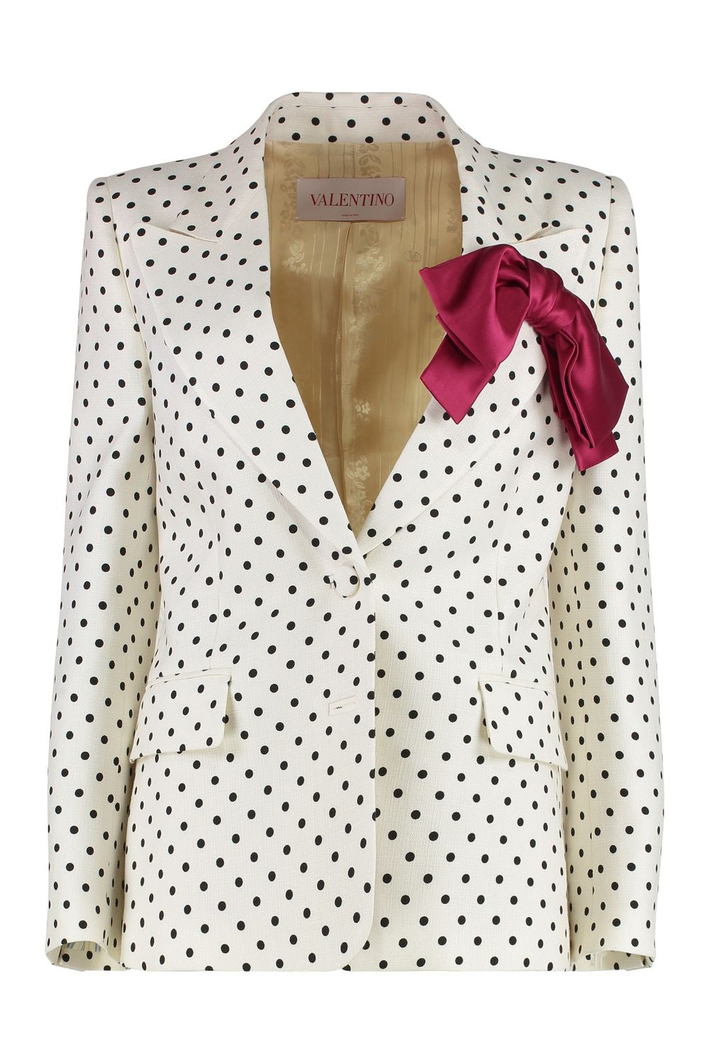 VALENTINO Polka Dot Printed Jacket with Bow Detail