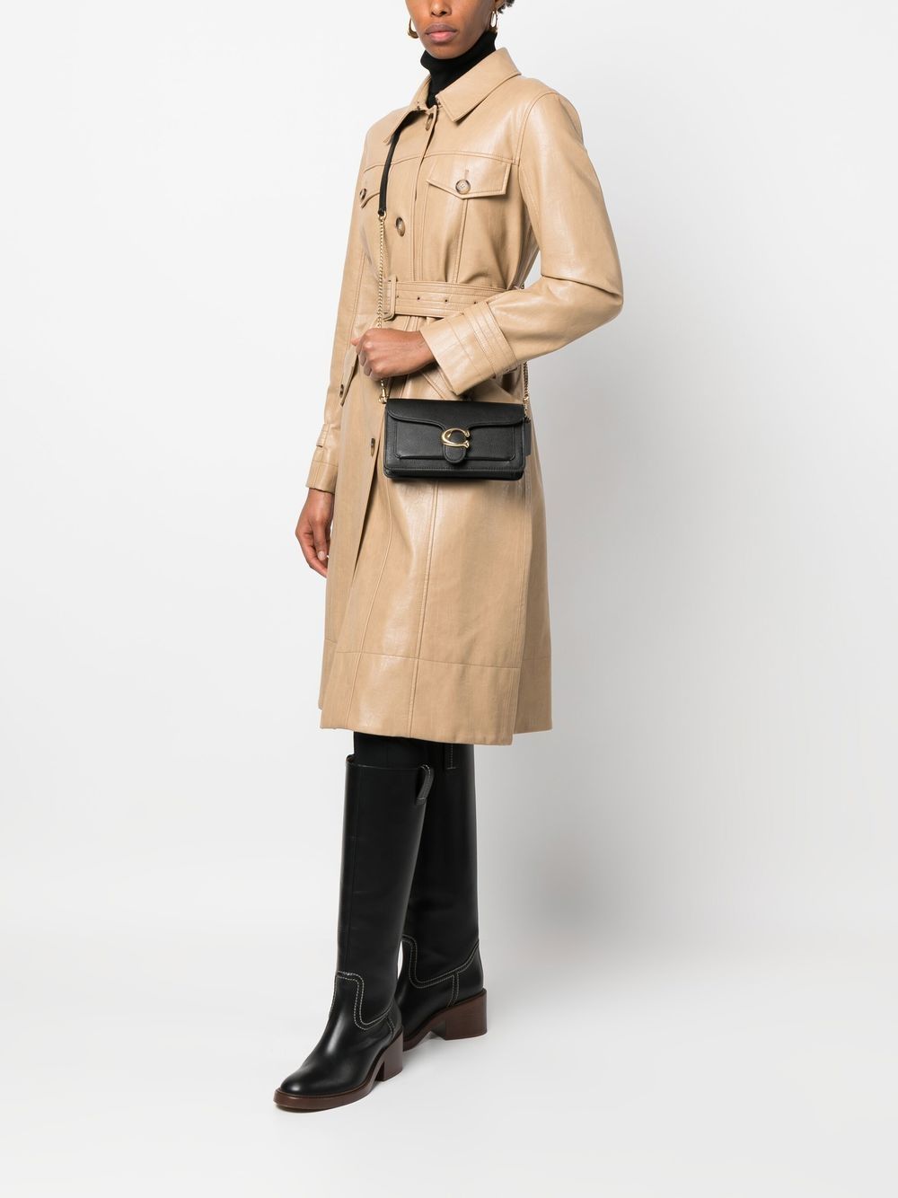 COACH Mini Chain Leather Clutch